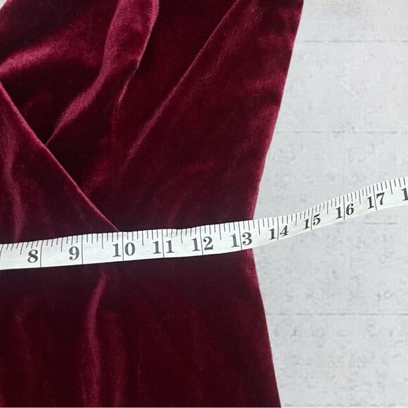 Ever Pretty V Neck Velvet Maxi Dress Flutter Sleeves Burgundy Bridesmaid Size M - Picture 11 of 14